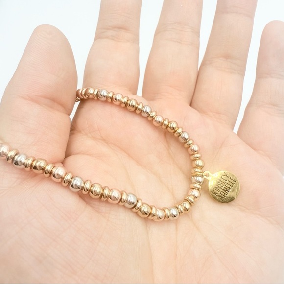 Kinsley Armelle 14K Yellow Gold Rose Gold and Silver Plated Beaded Bracelet - Picture 6 of 6